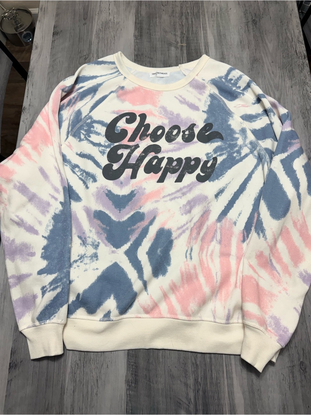 Grayson Threads Choose Happy Tie-Dye Crewneck - Blue, Pink, Cream